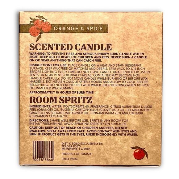 Trader Joe's—Limited Edition Orange Spice Candle & Room Spritz Gift Set *NIB* - Picture 3 of 7